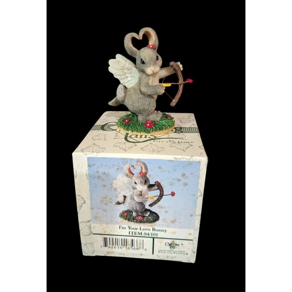 Charming Tails "Im Your Love Bunny" Fitz & Floyd Figurine Cupid Rabbit  3"‎